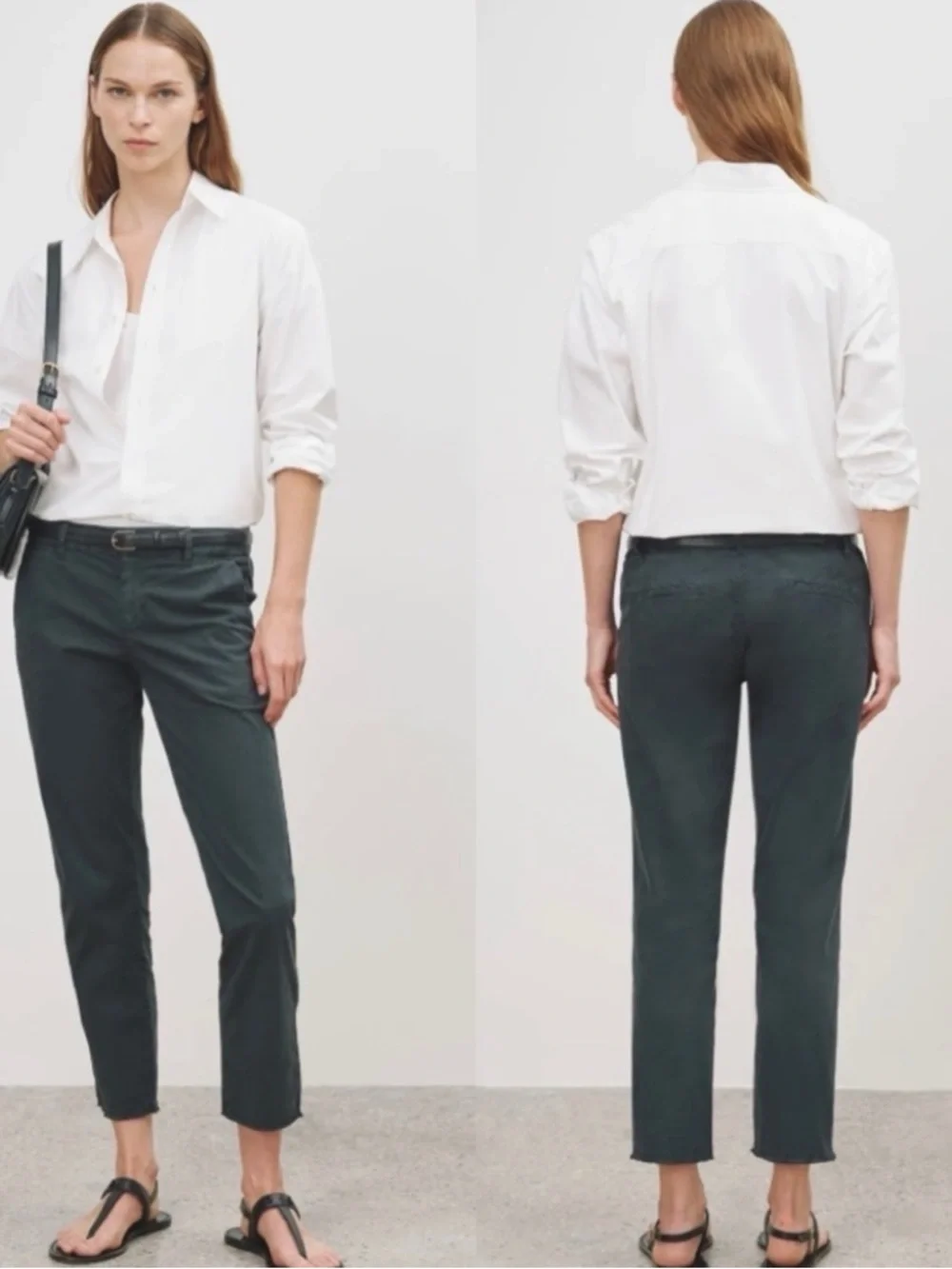 NILI LOTAN East Hampton Gray Slim Straight Trousers Pants Chinos